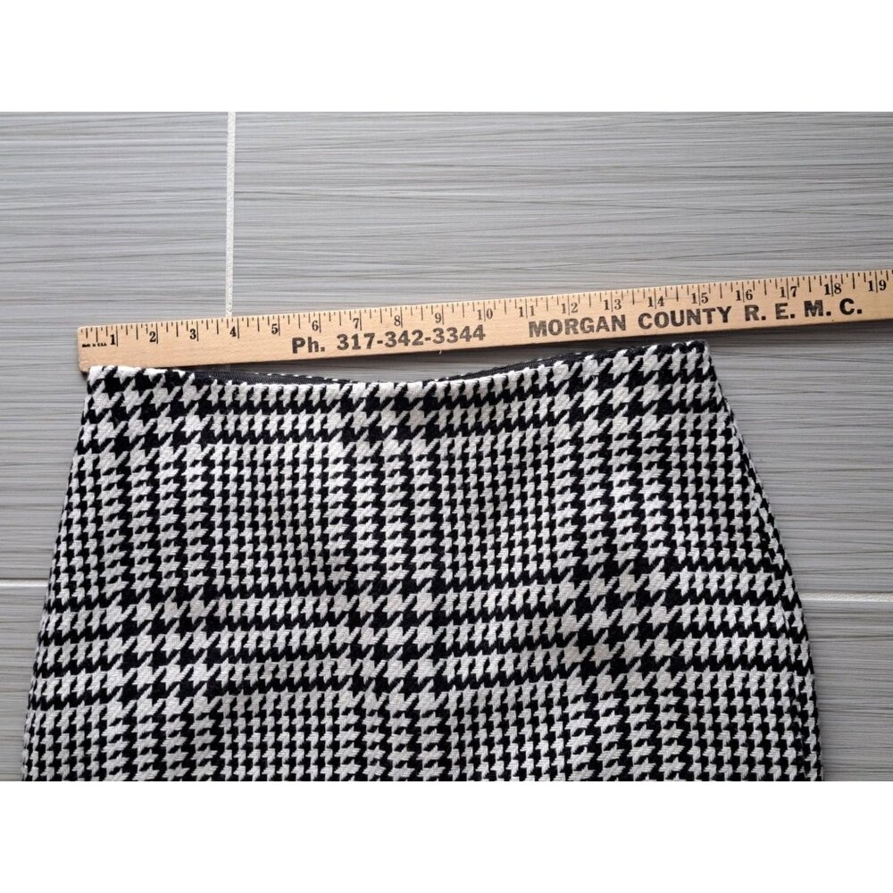 Vtg Liz Claiborne Houndstooth Black & White Pencil Skirt Size 6 Wool Blend - Picture 5 of 8